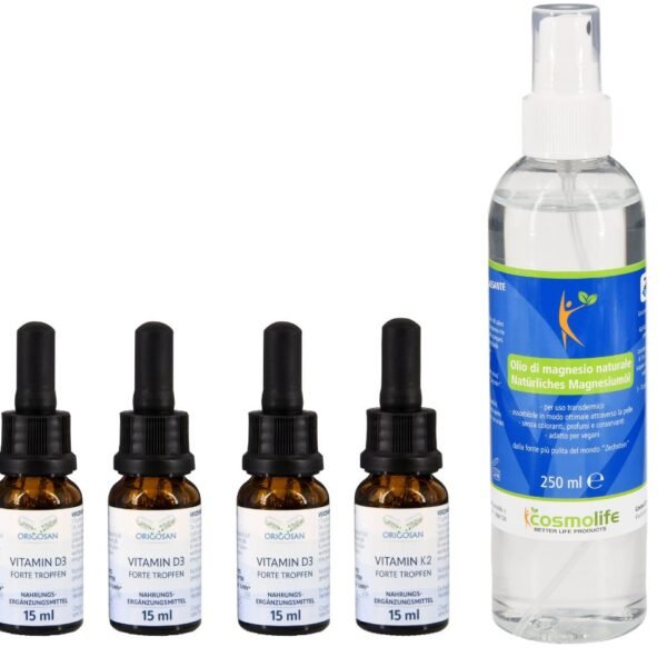 Set Completo Muscoli & Ossa – Vitamina D3, Vitamina K2 e Olio di Magnesio