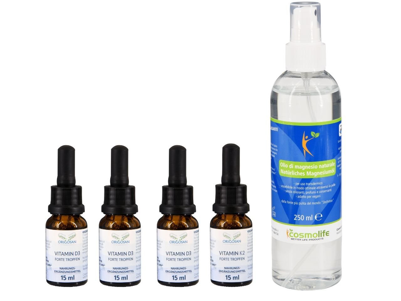 3musketiere-ohne.jpg Set completo per muscoli e ossa – Vitamina D3, vitamina K2 e olio di magnesio - immagine 1